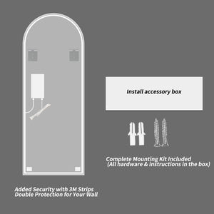 English Elm 65" Arch Full Length Wall Mirror with Dimmable Led Lighting for Bedroom or Entryway W2709P435570