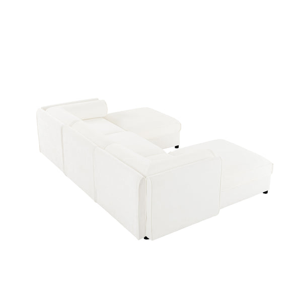 English Elm Elegant White Chenille Sofa With Hidden Storage, Ergonomic Support & Modular Design For Versatile Comfort W714S01039