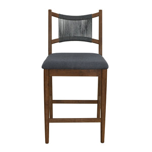 English Elm Arno Rubberwood Counter Stools with Rope Backrest and Charcoal Seat Set of 2 N775P366302B