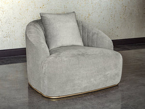 Sunpan Astrid Armchair - Luxurious Velvet Tufted Design with Antique Brass Frame for Elegant Living Spaces Polo Club Stone