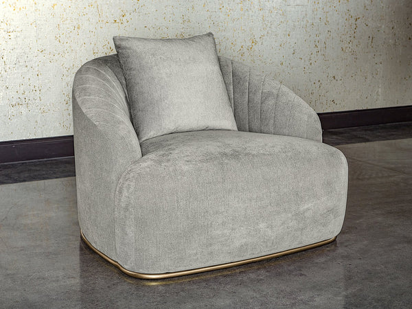 Sunpan Astrid Armchair - Luxurious Velvet Tufted Design with Antique Brass Frame for Elegant Living Spaces Polo Club Stone