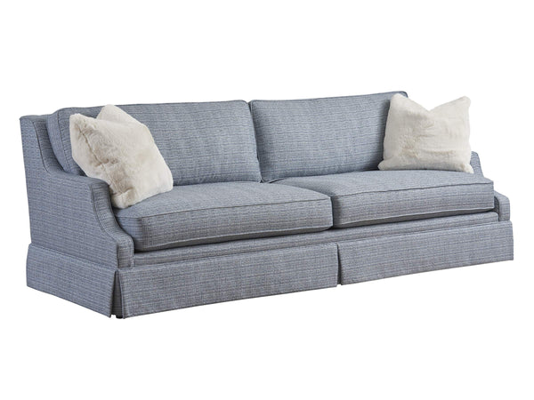 Lexington Barnaby Plush Upholstered Sofa with Down Cushions Tailored Skirt and Metallic Accents for Living in Soft Blue Aqua Upholstery 7290-33-60