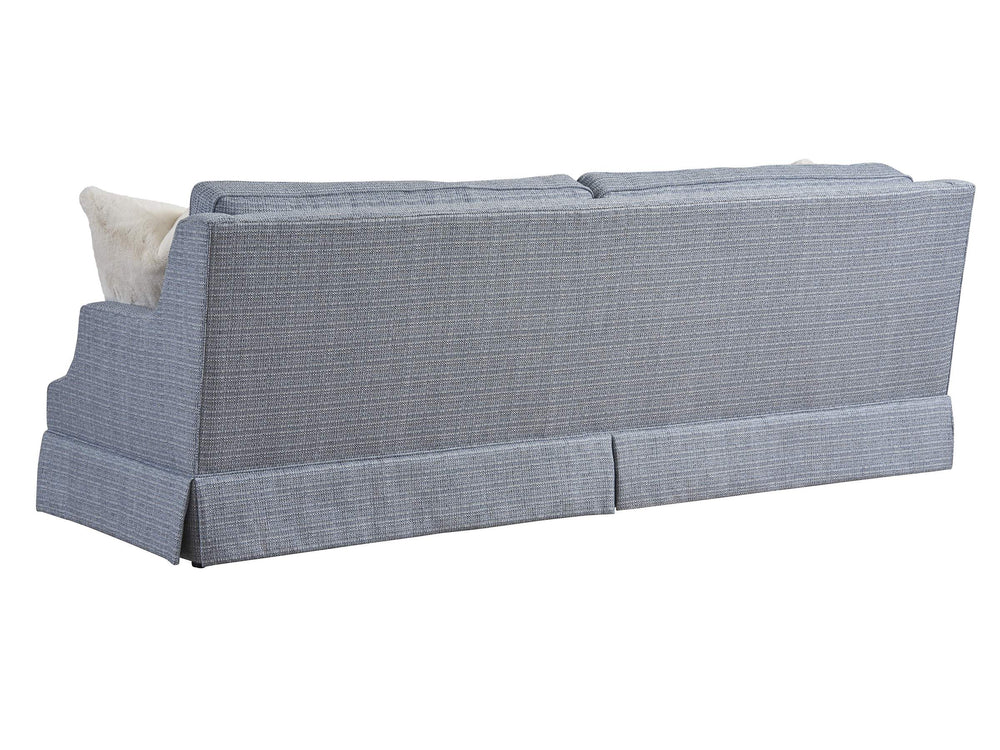 Lexington Barnaby Plush Upholstered Sofa with Down Cushions Tailored Skirt and Metallic Accents for Living in Soft Blue Aqua Upholstery 7290-33-60
