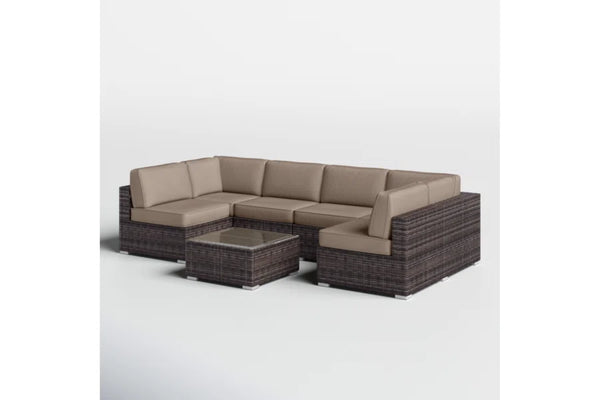 English Elm Fully Assembled Wicker Outdoor Conversation Set with Sunbrella Cushions Resort Patio B120S00276