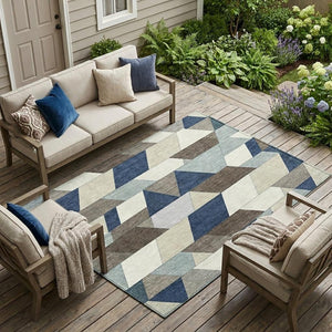 8x10 Geometric Polyester Area Rug Machine Washable for Indoor Outdoor Living