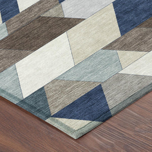HomeRoots 8x10 Geometric Polyester Area Rug Machine Washable for Indoor Outdoor Living 729047