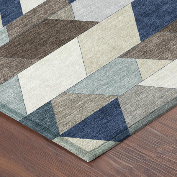 HomeRoots 8x10 Geometric Polyester Area Rug Machine Washable for Indoor Outdoor Living 729047