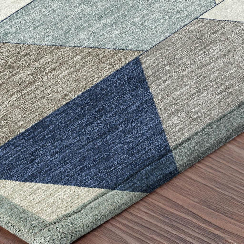 HomeRoots 8x10 Geometric Polyester Area Rug Machine Washable for Indoor Outdoor Living 729047