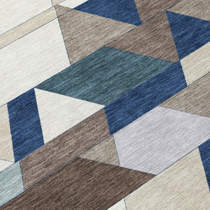 8x10 Geometric Polyester Area Rug Machine Washable for Indoor Outdoor Living