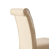 English Elm Beige Linen and Walnut Side Chair With Tufted Back (Set Of 2)