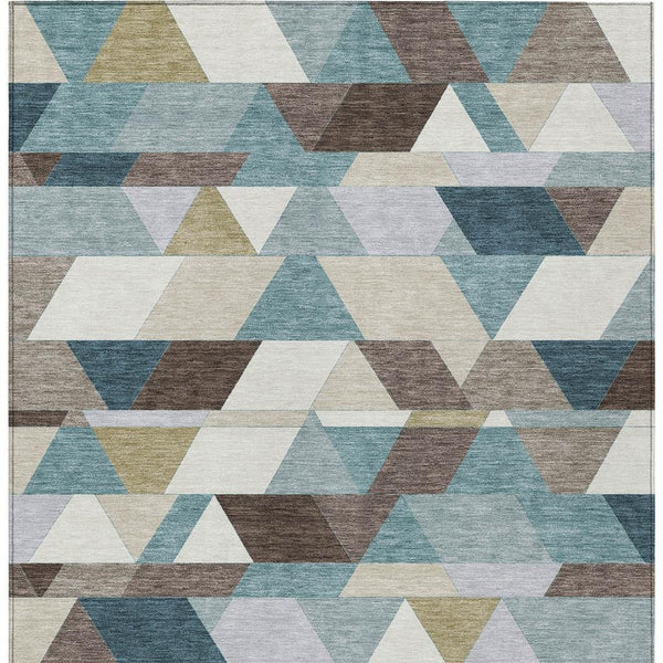 Geometric Polyester Area Rug Washable Teal Aqua for Indoor Outdoor Patio or Living Room
