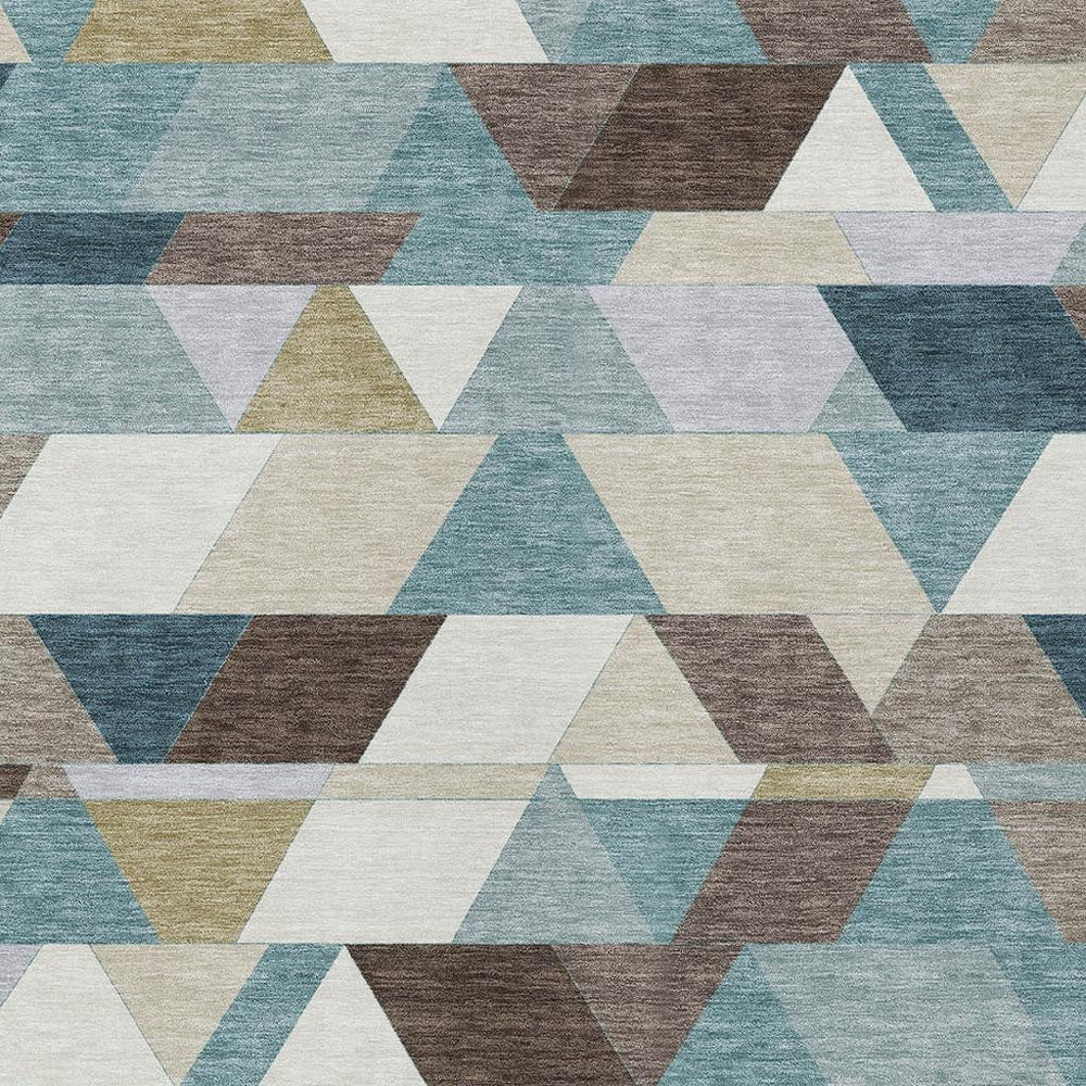 HomeRoots Geometric Polyester Area Rug Washable Teal Aqua for Indoor Outdoor Patio or Living Room 8' x 10' 729059