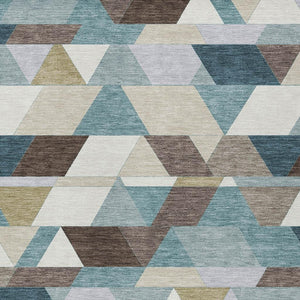 Geometric Polyester Area Rug Washable Teal Aqua for Indoor Outdoor Patio or Living Room