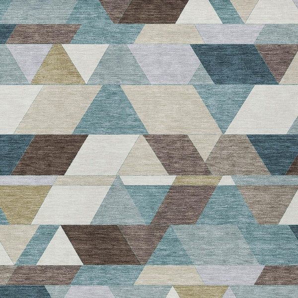 Geometric Polyester Area Rug Washable Teal Aqua for Indoor Outdoor Patio or Living Room