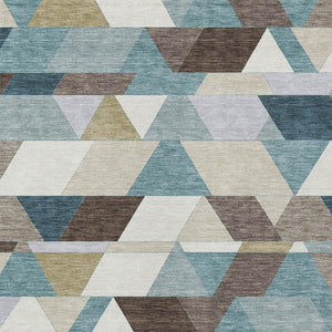 Geometric Polyester Area Rug Washable Teal Aqua for Indoor Outdoor Patio or Living Room