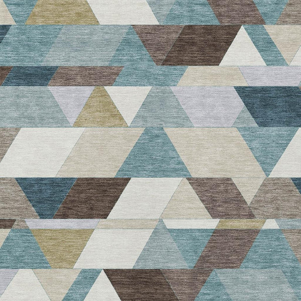 Geometric Polyester Area Rug Washable Teal Aqua for Indoor Outdoor Patio or Living Room