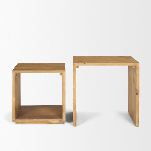 HomeRoots Set of Two Solid Wood Nesting Accent Tables for Living Room Modern Decor 729064