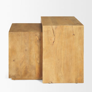 Set of Two Solid Wood Nesting Accent Tables for Living Room Modern Decor