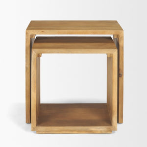 Set of Two Solid Wood Nesting Accent Tables for Living Room Modern Decor