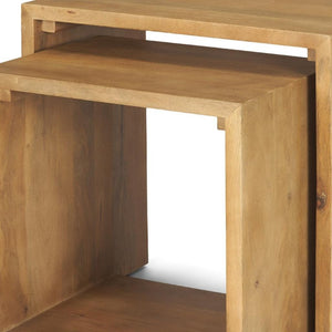 Set of Two Solid Wood Nesting Accent Tables for Living Room Modern Decor