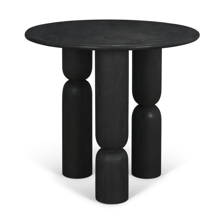 HomeRoots 30 Inch Solid Wood Round End Table in Black for Living Room or Bedroom Accent 729072