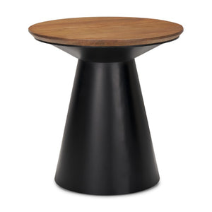 HomeRoots 23 Inch Solid Wood Iron Round Pedestal End Table for Living Room Accent Decor 729083
