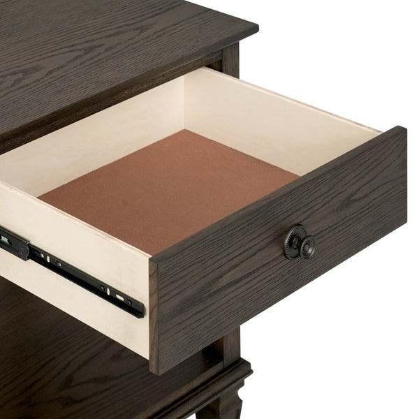 English Elm Victoria Aged Oak Nightstand with Solid Wood Legs, Wire-Brushed Veneer, Drawer & Open Shelf Brown 27.25 L x 22.75 W x 27.25 H B035P341166