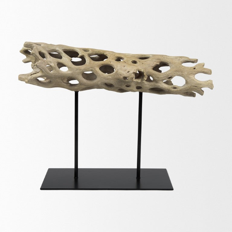 HomeRoots 12 Inch Brown Resin Decorative Tabletop Sculpture for Living Room or Office Accent 729140