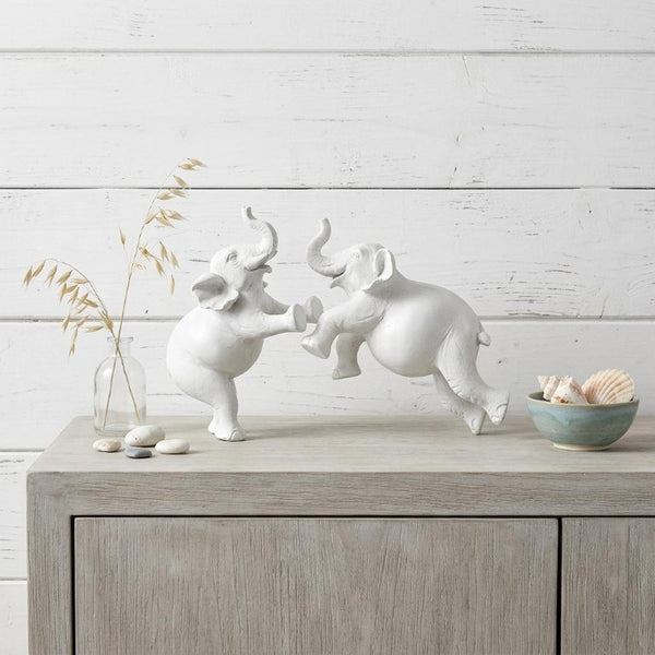 6 Inch White Resin Elephant Wall Sculpture Artistic Home Decor Accent Piece