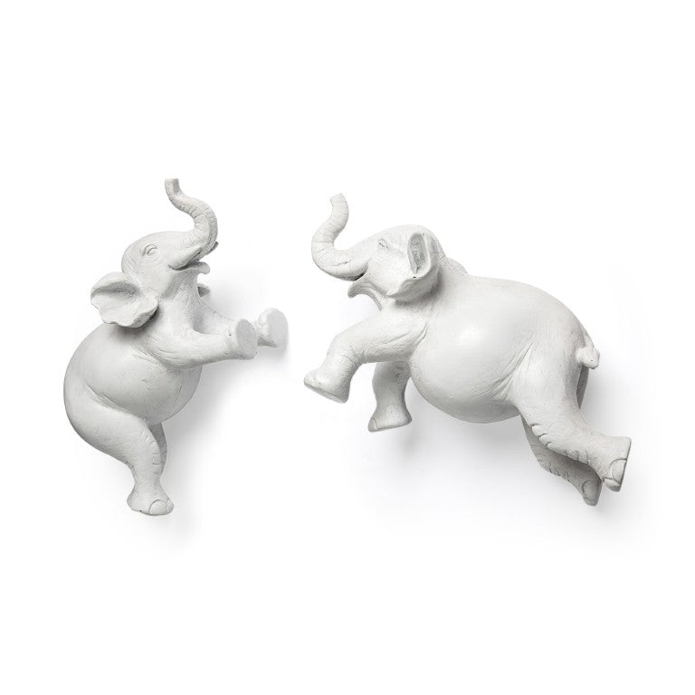 HomeRoots 6 Inch White Resin Elephant Wall Sculpture Artistic Home Decor Accent Piece 729160