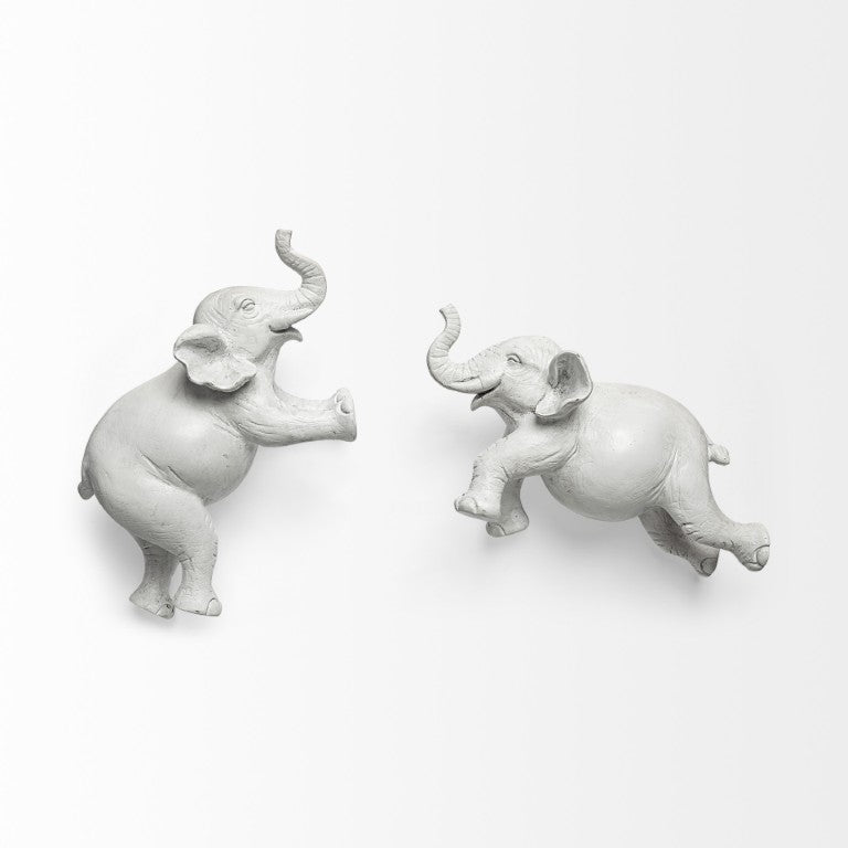 HomeRoots 6 Inch White Resin Elephant Wall Sculpture Artistic Home Decor Accent Piece 729160