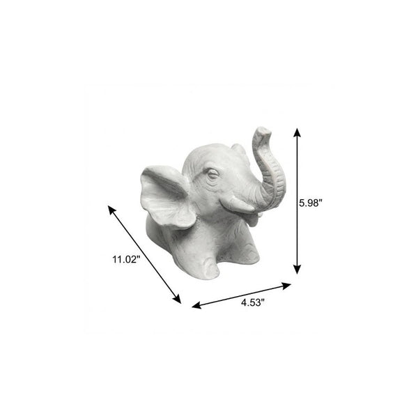 6 Inch White Resin Elephant Wall Sculpture Artistic Home Decor Accent Piece