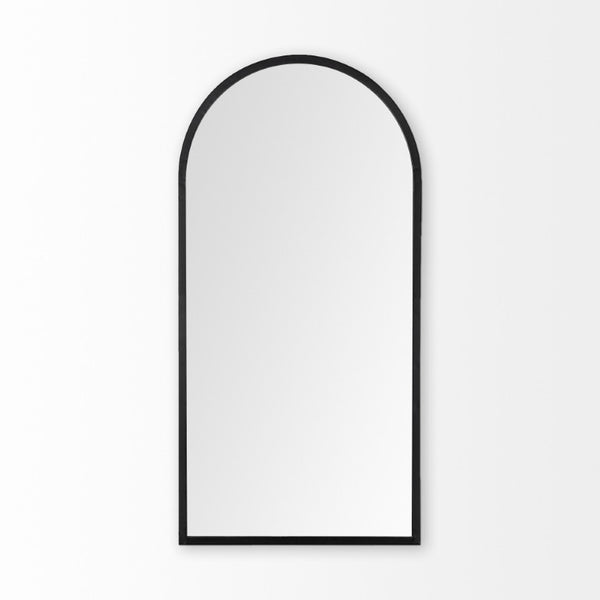 HomeRoots 49 Inch Iron Arch Wall Mirror with Bold Geometric Frame Elegant Accent for Any Room Decor Black 729163