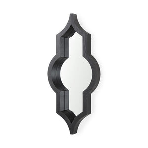 34 Inch Solid Wood Quatrefoil Framed Wall Mirror Bohemian Accent Decor for Entryway