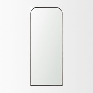 HomeRoots 76 Inch Arched Full Length Wall Mirror with Sleek Black Iron Frame for Bedroom 729167