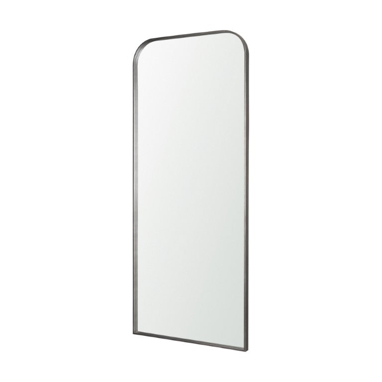 HomeRoots 76 Inch Arched Full Length Wall Mirror with Sleek Black Iron Frame for Bedroom 729167