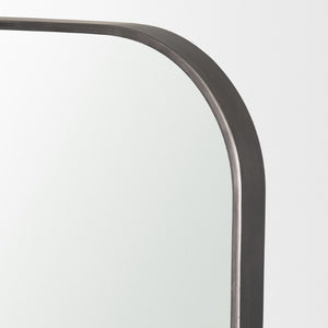 76 Inch Arched Full Length Wall Mirror with Sleek Black Iron Frame for Bedroom