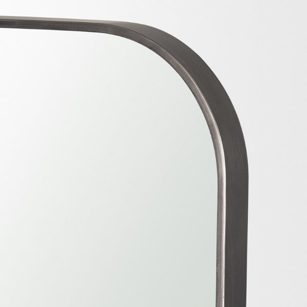 76 Inch Arched Full Length Wall Mirror with Sleek Black Iron Frame for Bedroom