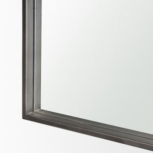 76 Inch Arched Full Length Wall Mirror with Sleek Black Iron Frame for Bedroom