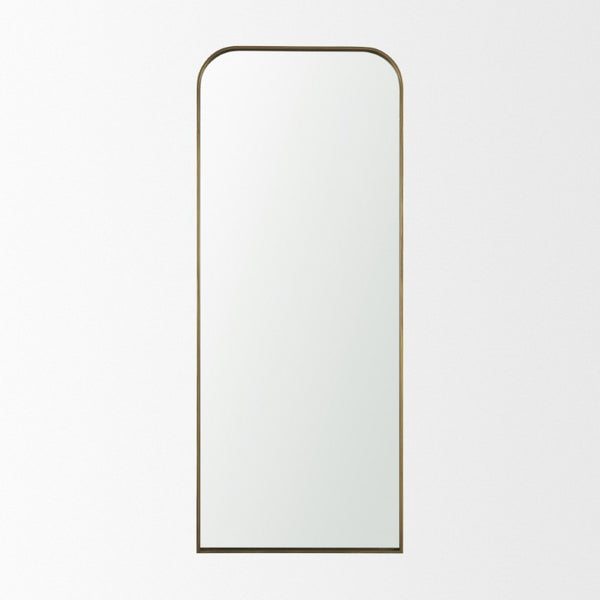 HomeRoots 76 Inch Brass Arch Full Length Wall Mirror Elegant Metal Frame Bedroom Decor 729168
