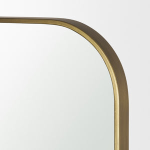 76 Inch Brass Arch Full Length Wall Mirror Elegant Metal Frame Bedroom Decor