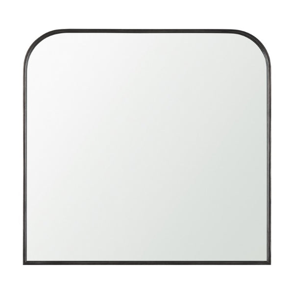 34 Inch Iron Square Wall Mirror with Bold Geometric Frame for Modern Living Spaces