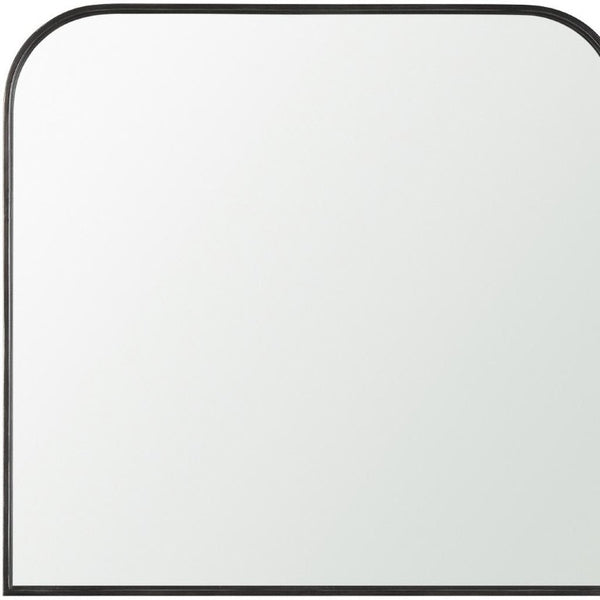 34 Inch Iron Square Wall Mirror with Bold Geometric Frame for Modern Living Spaces
