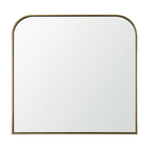 HomeRoots 34 Inch Iron Square Wall Mirror with Bold Geometric Frame for Modern Living Spaces Gold 729170