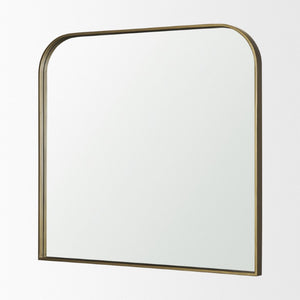 34 Inch Iron Square Wall Mirror with Bold Geometric Frame for Modern Living Spaces
