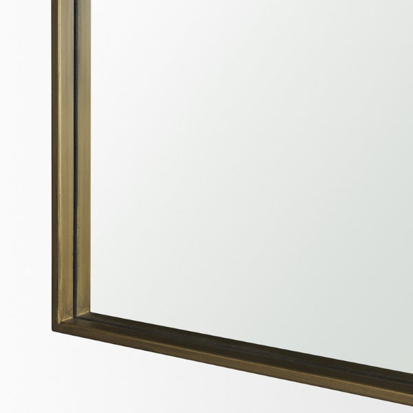 34 Inch Iron Square Wall Mirror with Bold Geometric Frame for Modern Living Spaces