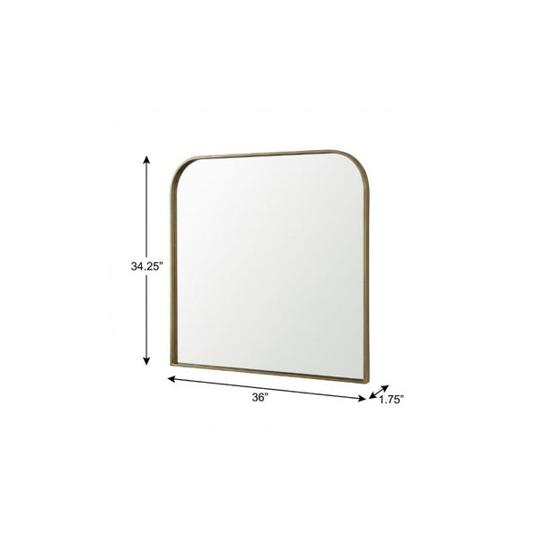 34 Inch Iron Square Wall Mirror with Bold Geometric Frame for Modern Living Spaces