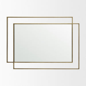 HomeRoots 43 Inch Gold Iron Geometric Wall Mirror Modern Accent Piece for Living Room Decor 729171
