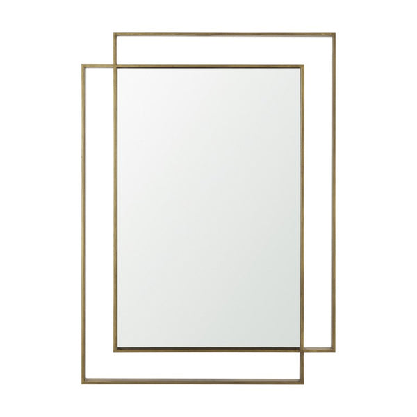 43 Inch Gold Iron Geometric Wall Mirror Modern Accent Piece for Living Room Decor