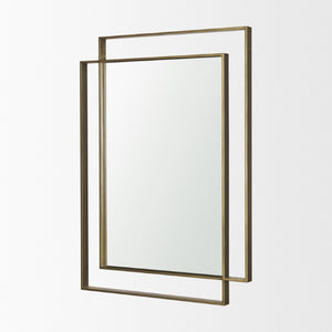 43 Inch Gold Iron Geometric Wall Mirror Modern Accent Piece for Living Room Decor